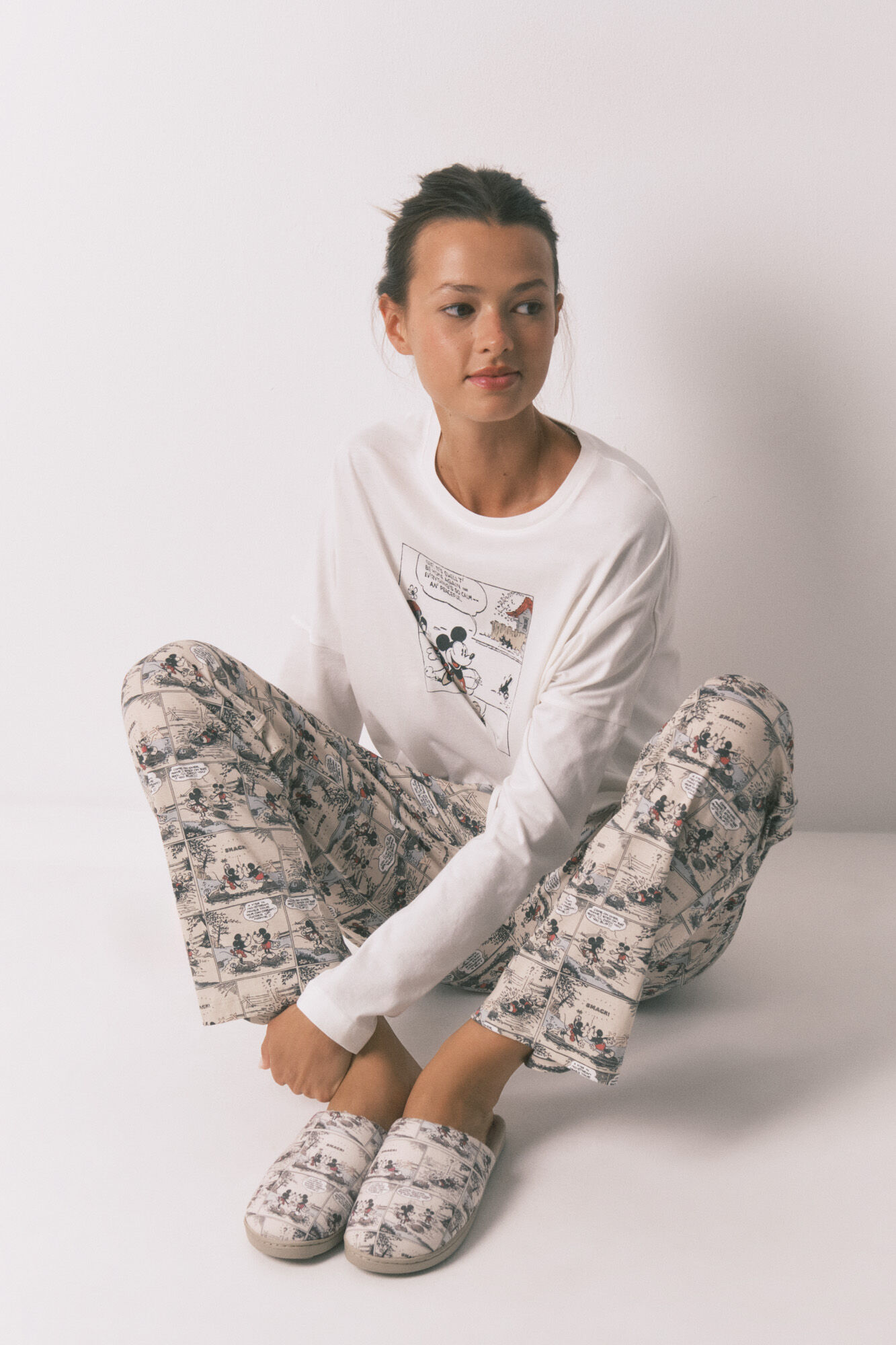 Women'secret Chinelos de quarto brancos do Mickey Mouse