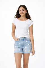 Lmtd Camiseta manga corta canal&eacute; el&aacute;stico blanco