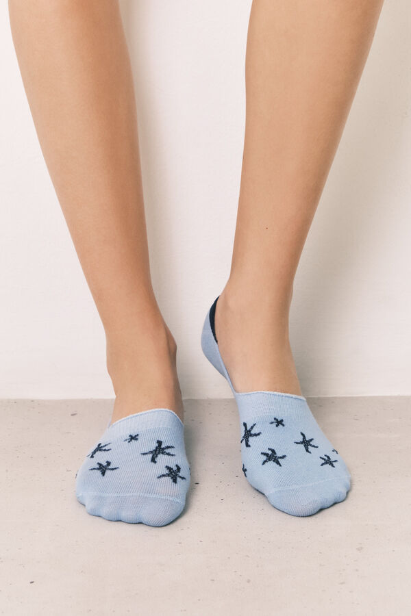 Women'secret Pack 3 meias invis&iacute;veis estampadas marinhas azul azul