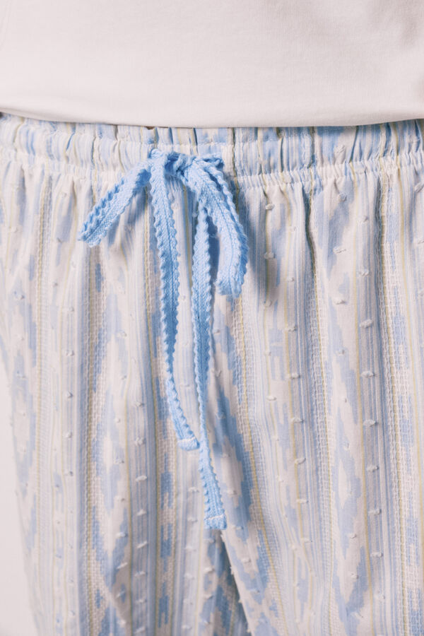 Women'secret Pyjama long en coton &agrave; manches courtes ivoire beige