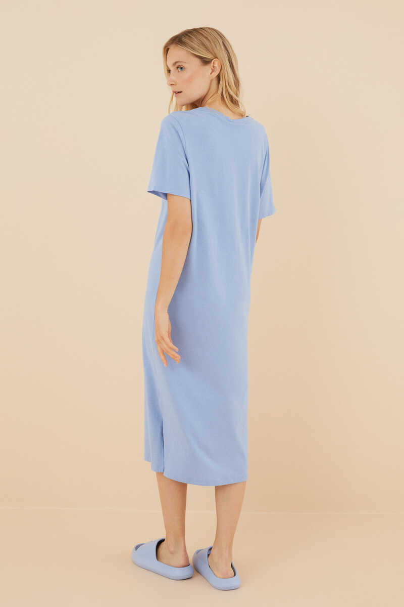 Womensecret Blue 100% cotton midi Snoopy nightgown blue