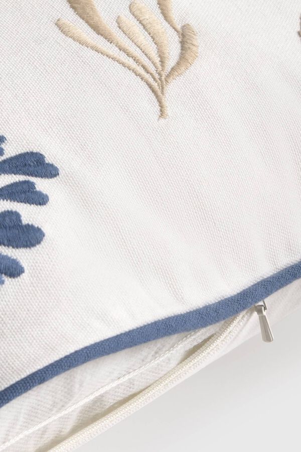 Textura Funda coj&iacute;n algod&oacute;n bordados marinos blanco