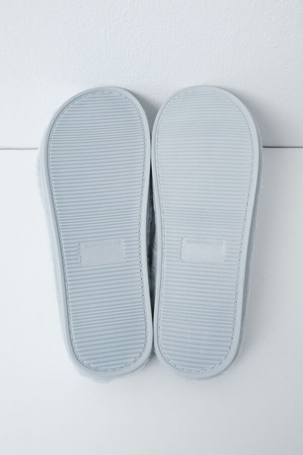 Women'secret Blue faux fur slippers blue