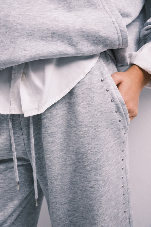 HI&BYE Grey long trousers with studs grey