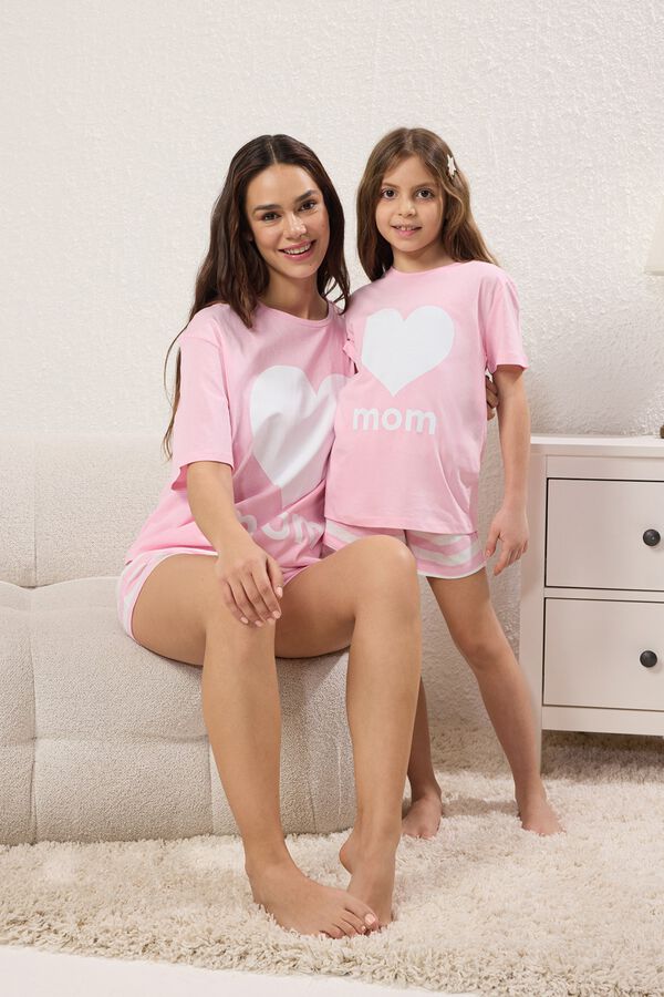 Trendyol Conjunto de pijama corto rayas "Mom" rosa