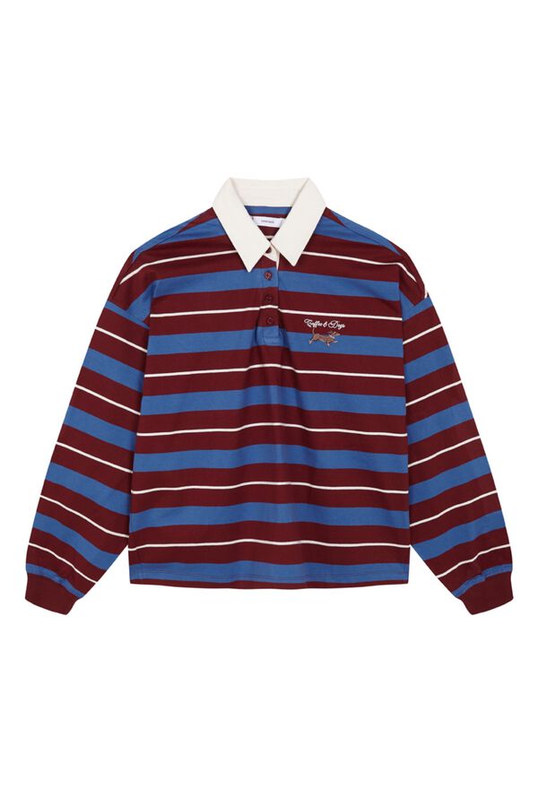 Women'secret Blue striped polo shirt brown