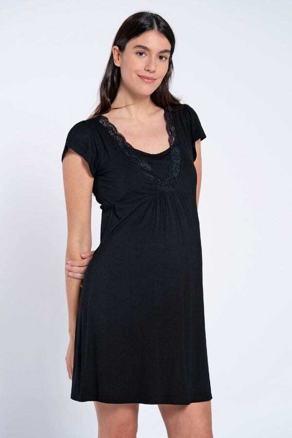 Ohma Camis&oacute;n de lactancia con manga corta negro