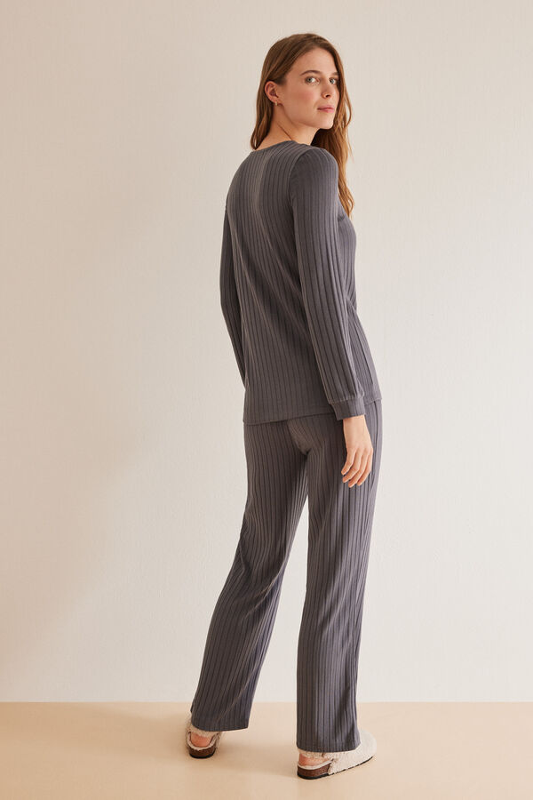Womensecret Grey pyjama set with a long sleeve top and long bottoms grey