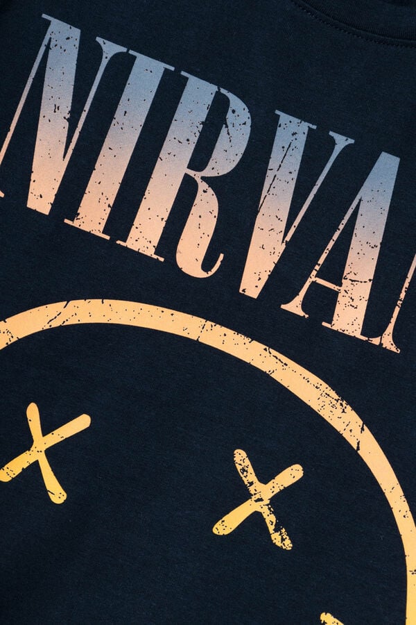 Womensecret Boys' Nirvana T-shirt bleu