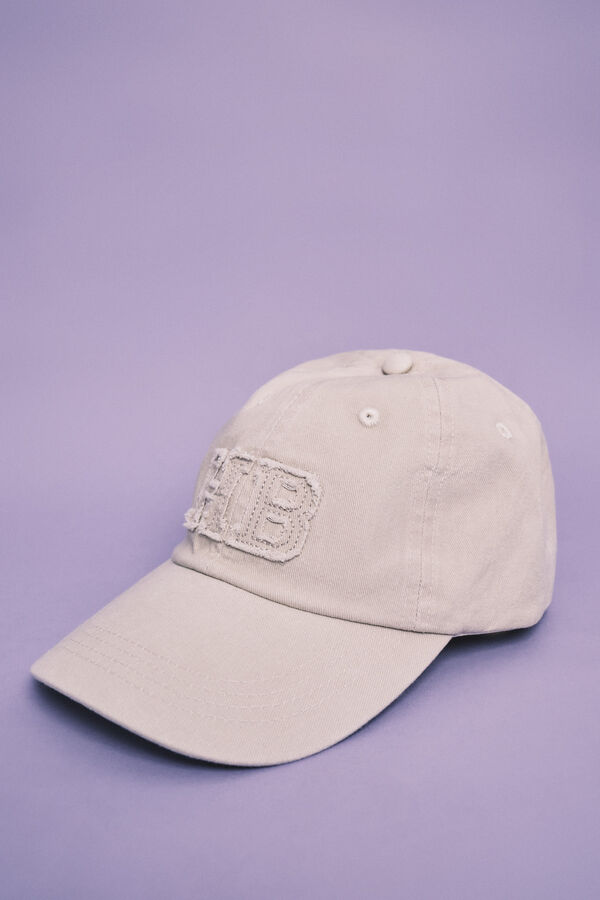 HI&BYE Beige cotton embroidered logo beanie nude