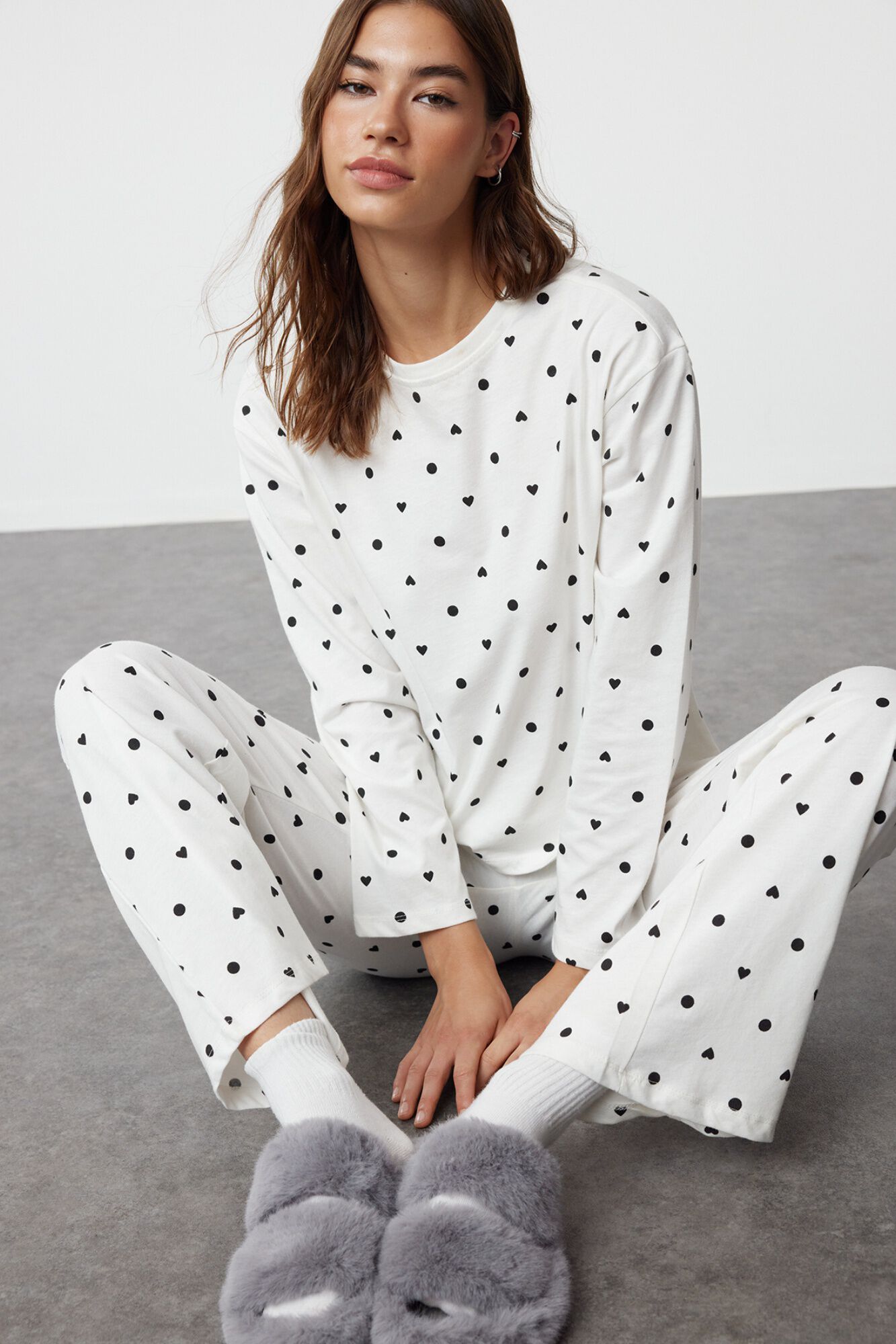 Trendyol Pijama com estampado de cora&ccedil;&otilde;es