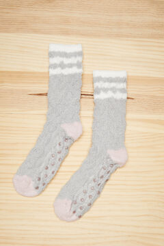Womensecret Fluffy textured grey socks grey
