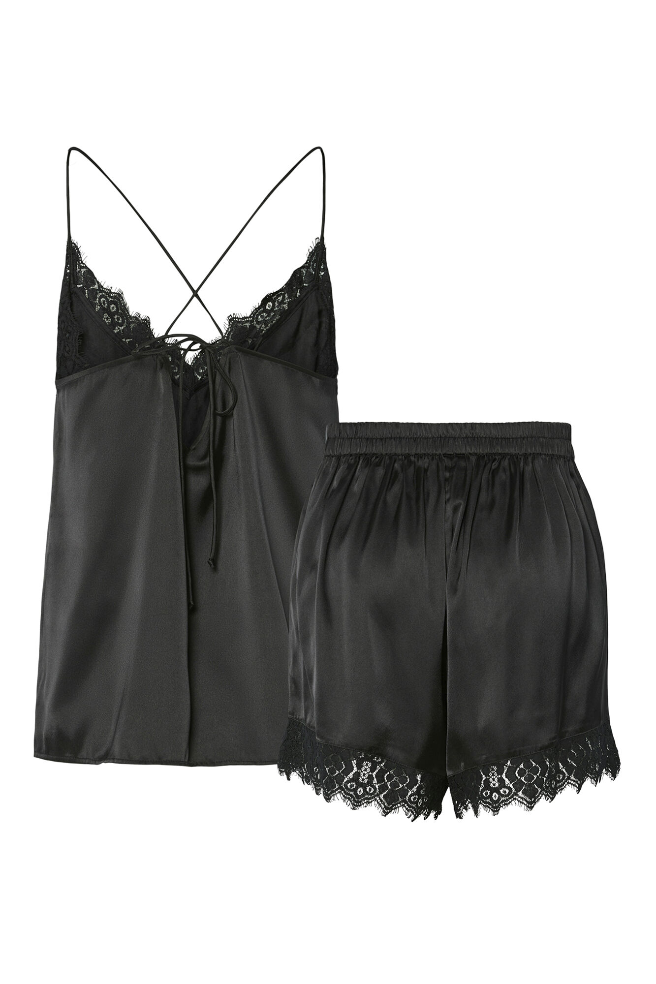 Pieces Set Pijama Corto Sat&eacute;n Encaje