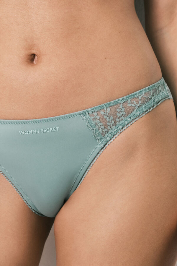 Women'secret Green microfibre and lace classic panty green