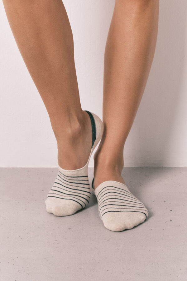 Women'secret 3 para nevidljivih prugastih čarapa Print