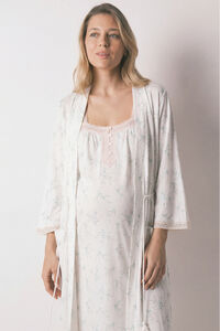 Women'secret Floral print cotton long maternity robe