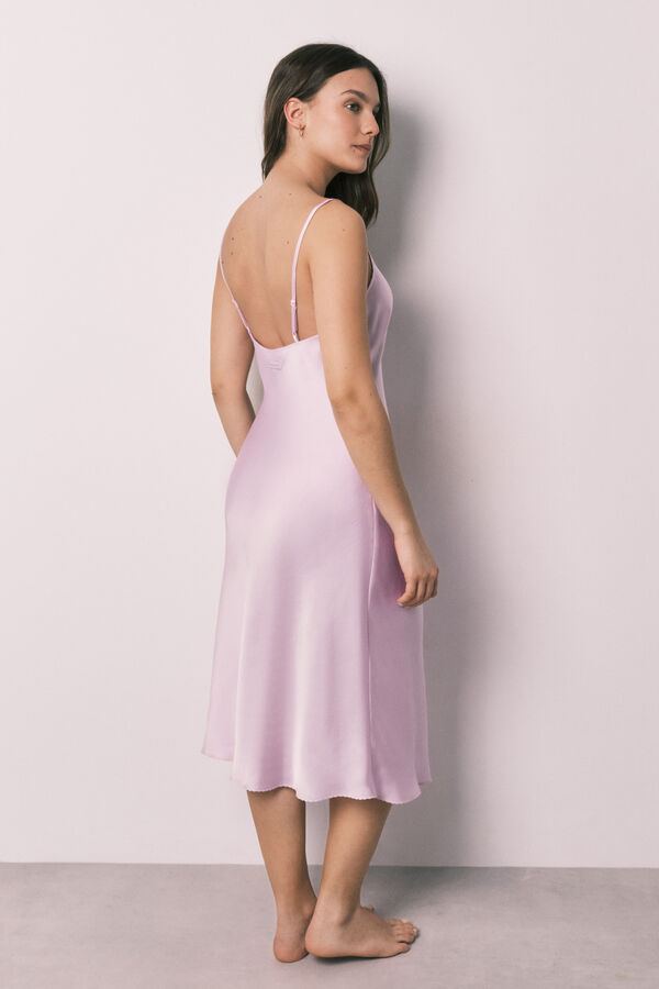 Women'secret Camis&oacute;n midi tirantes sat&eacute;n lila morado/lila