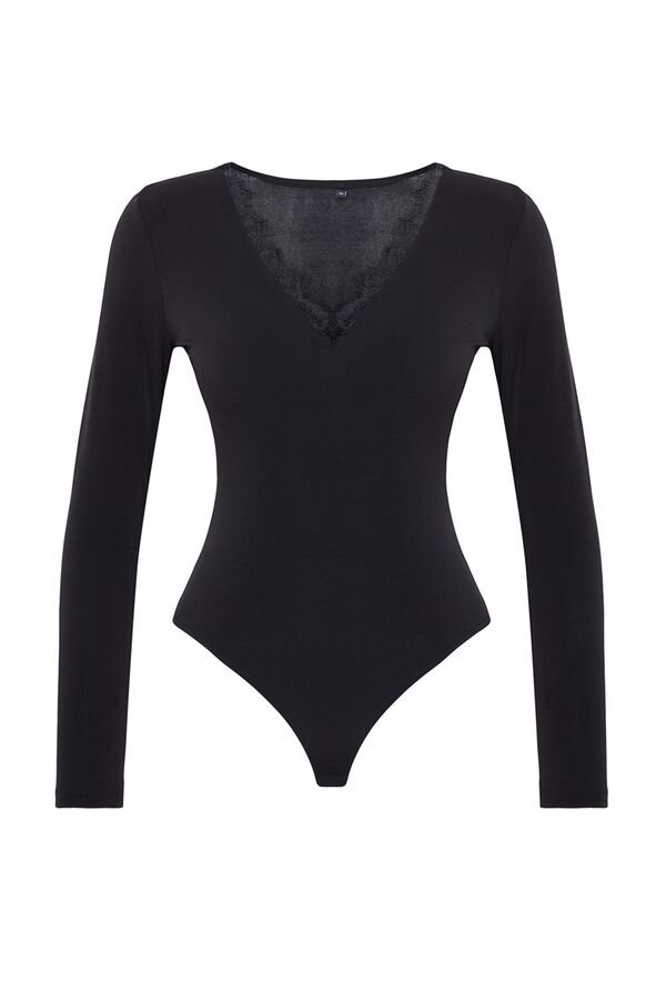 Trendyol Elegant Lace Bodysuit Bodycon preto
