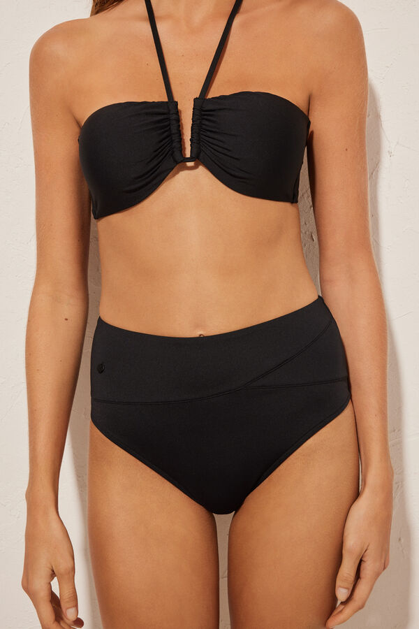 Womensecret Black high-rise crossover bikini bottoms black