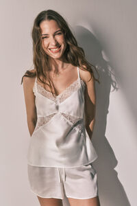 Women'secret Short satin pyjamas in White