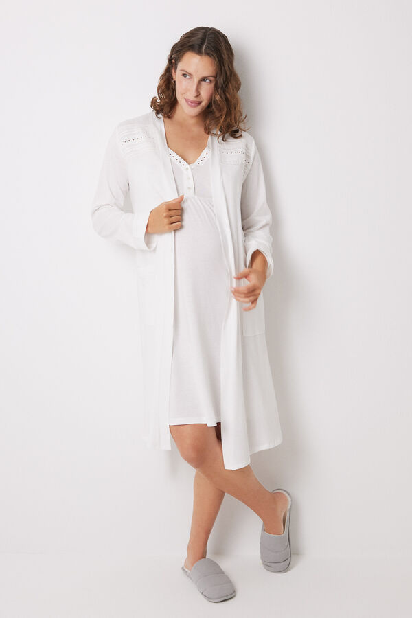 Womensecret Robe de maternity midi ivoire beige