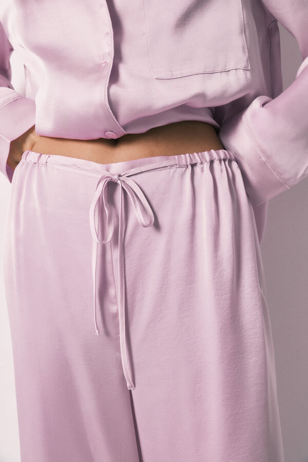 Women'secret Pyjama chemise long en satin lila rose