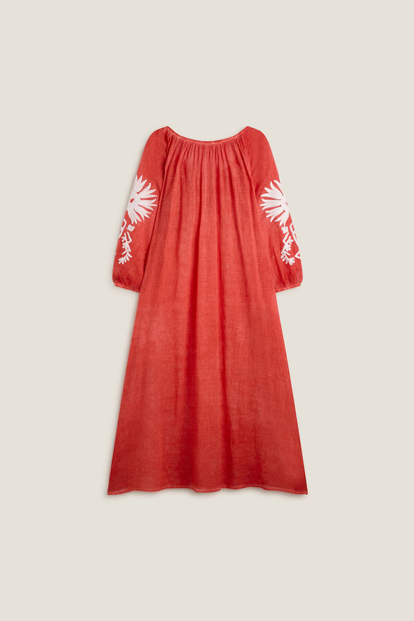 Womensecret Cotton tunic with embroidered detail piros