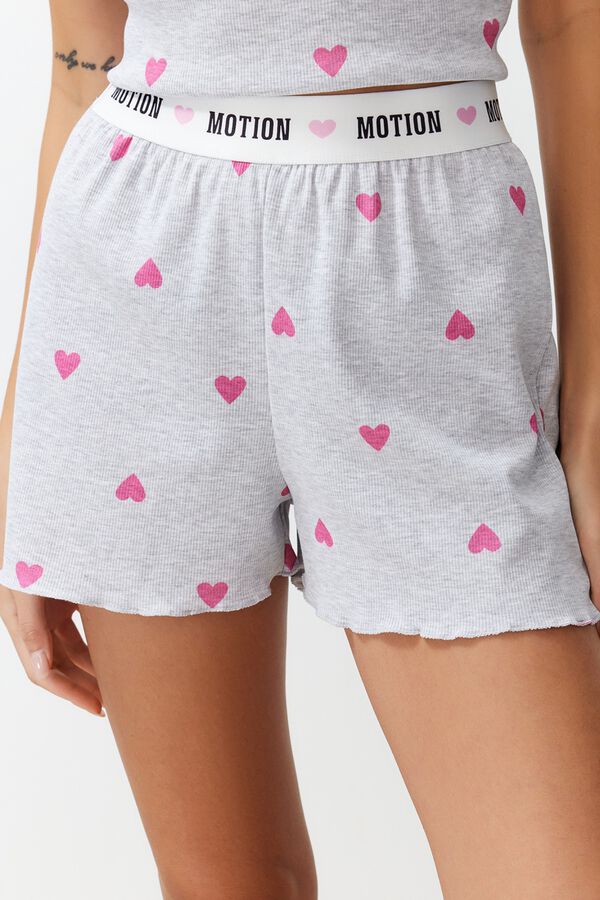 Trendyol Conjunto de pijama corto corazones gris