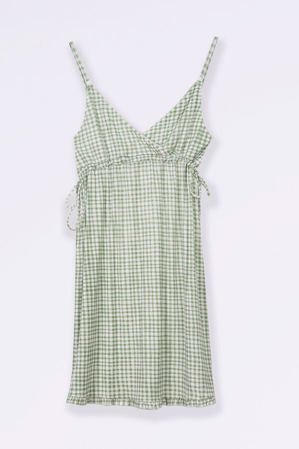 Ohma! Gingham print nursing cami nightgown white