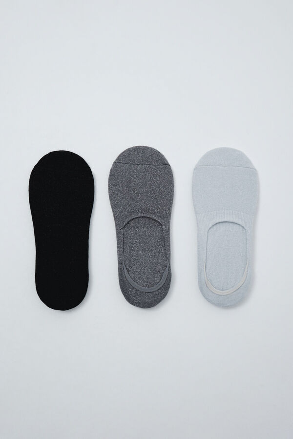 Women'secret Grey logo 3-pack no-show socks grey