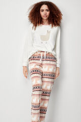 Gisela Pijama llama mujer beige