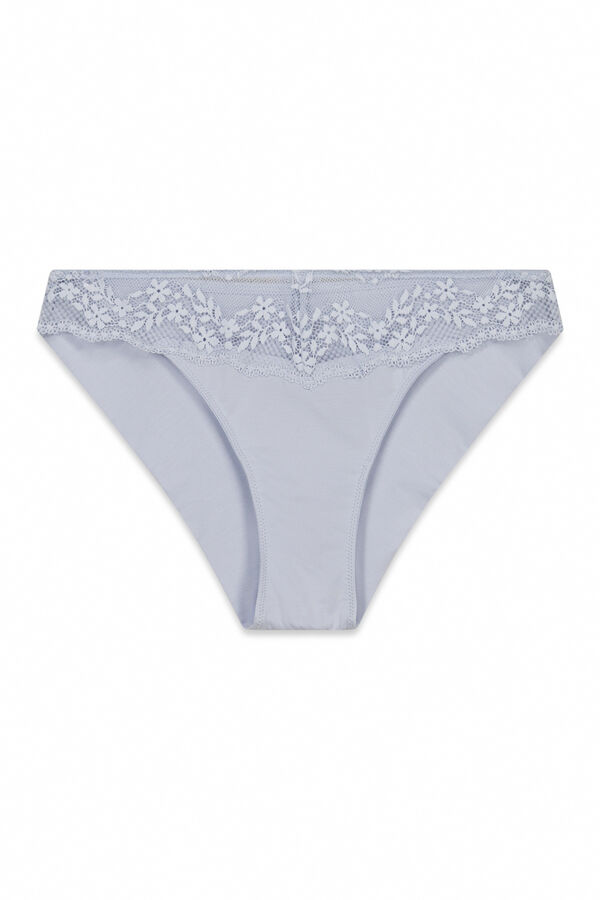 Women'secret Blue modal and lace classic panty blue