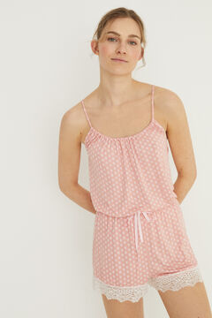 Womensecret Short pink printed vest pyjamas pink