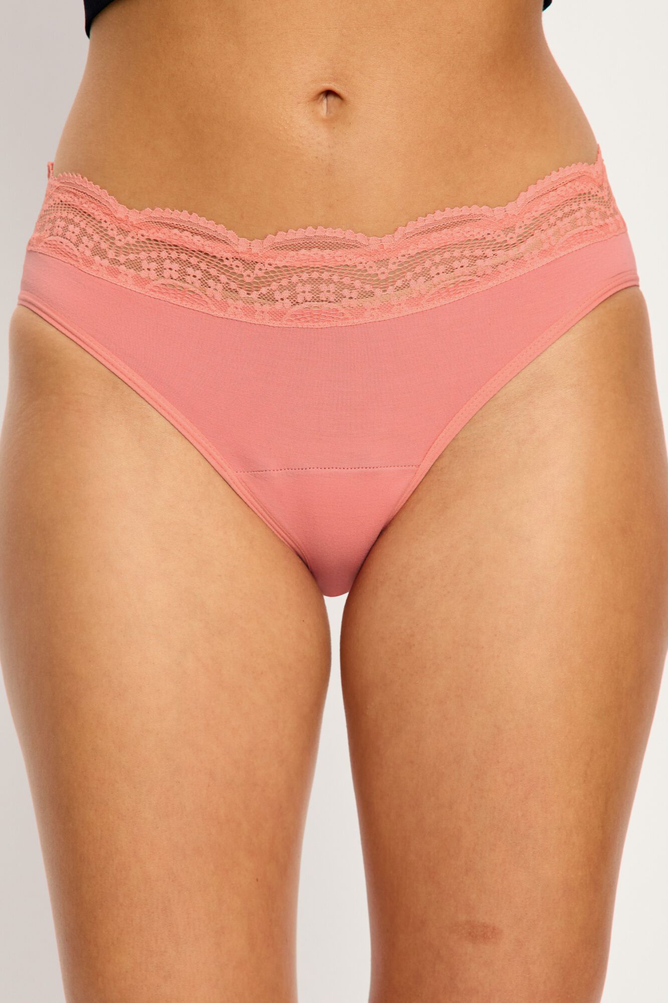 Modibodi Braga Menstrual Encaje Alta Bamb&uacute; Flujo Moderado Coral