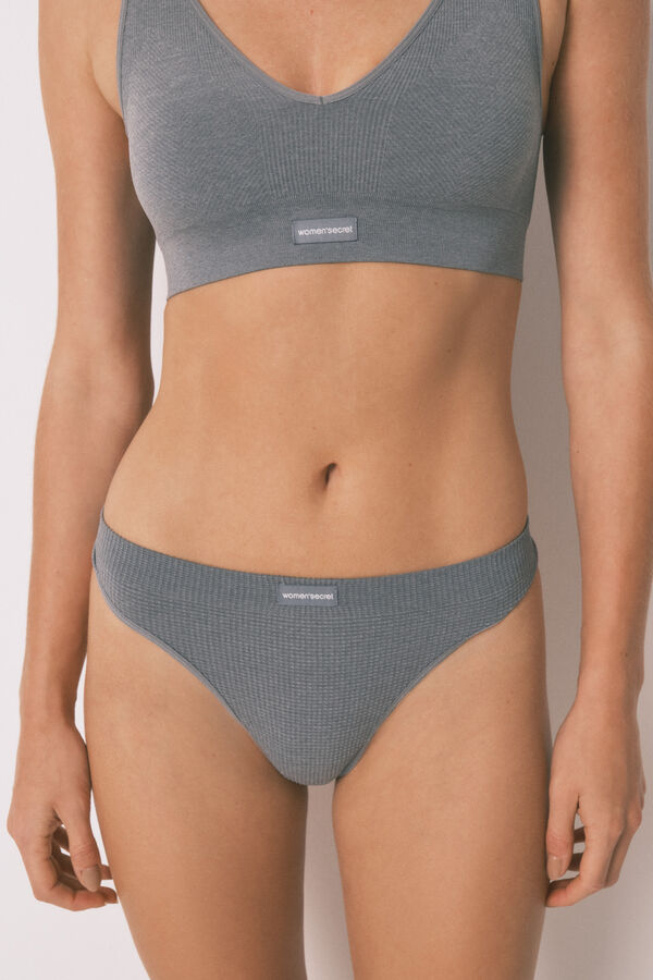 Women'secret Light grey seamless thong panty grey