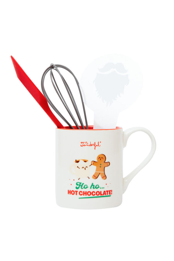 Mr. Wonderful Kit chocolate quente com caneca e utens&iacute;lios - Ho ho&hellip; chocolate quente! estampado
