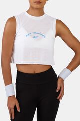 Reebok T-shirt sans manches &agrave; motif graphique blanc