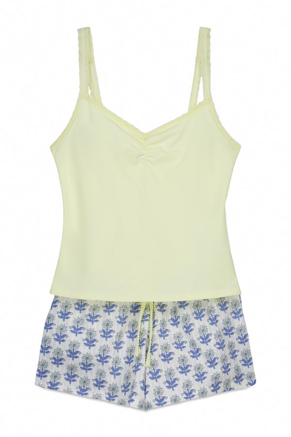 Women'secret Yellow cotton short pyjamas printed