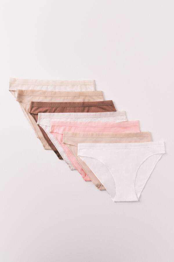 Women'secret Pack 7 plain neutral cotton classic panties white