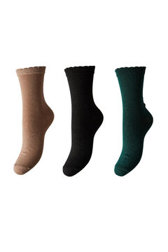Womensecret Pack of 3 pairs of soft-feel socks with metallic thread. noir