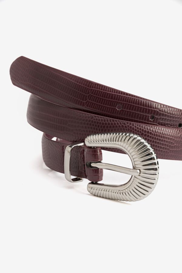 Vilanova Red metal buckle belt printed