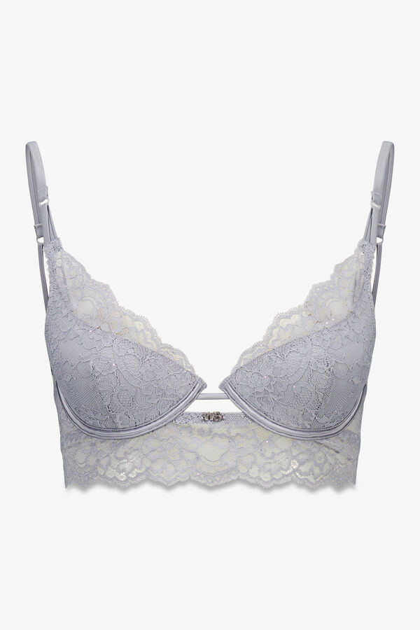 Women'secret GORGEOUS grey lace push up bra grey