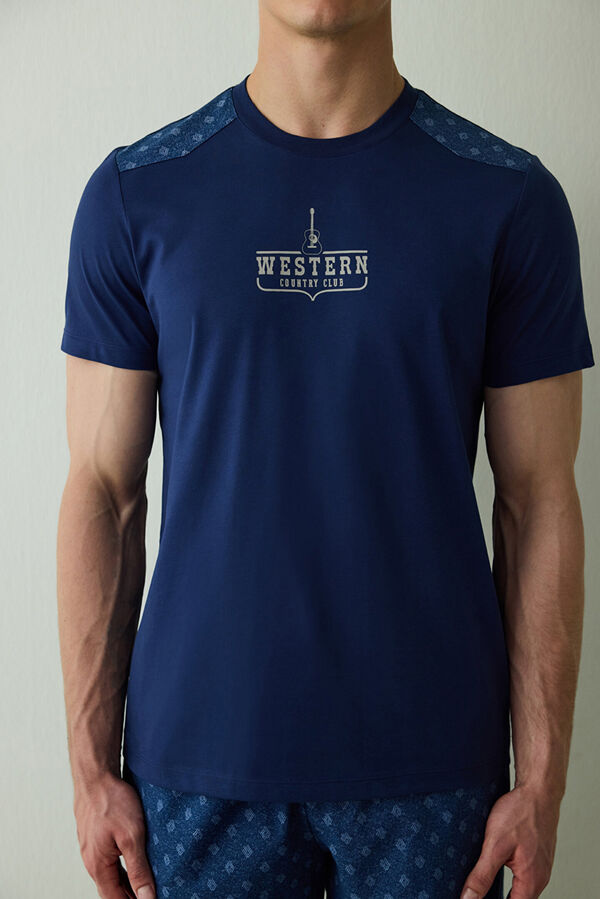 Penti Conjunto de pijama de manga corta de algod&oacute;n "Western" para hombre azul