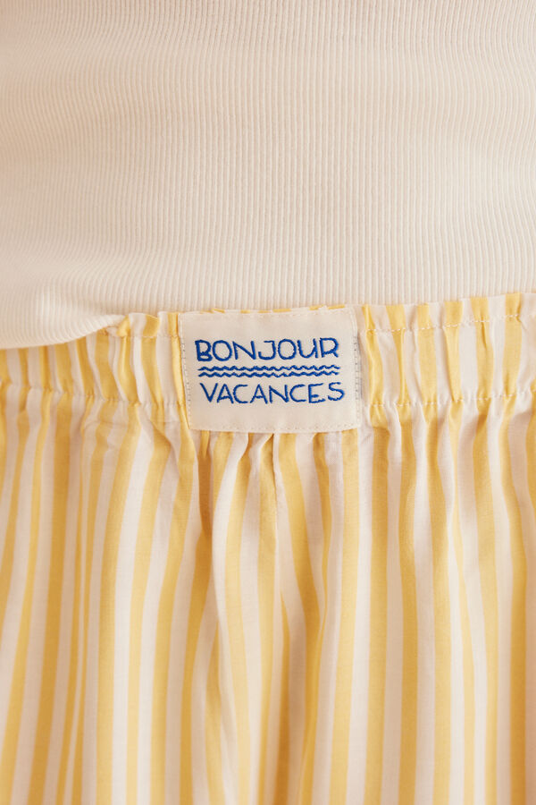Womensecret Ivory striped short vest pyjamas beige