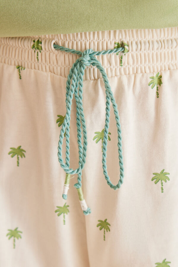 Womensecret Stitch rövid 100% pamut pizsama  zöld