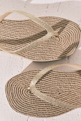 Women'secret Jute effect shimmer sandal yellow