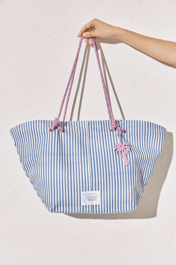 Women'secret Bolso shopper loneta y cuerda azul