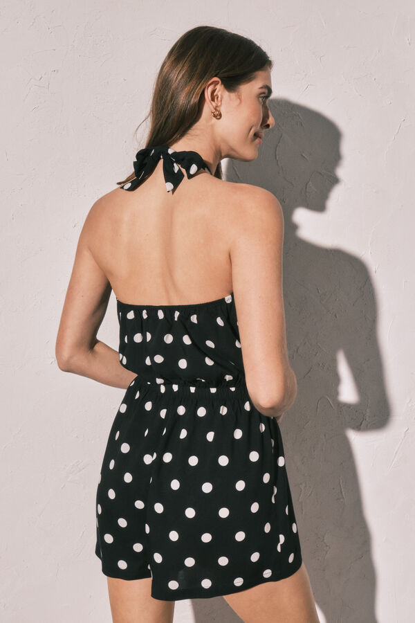 Women'secret Combinaison courte imprim&eacute;e &agrave; pois noire noir