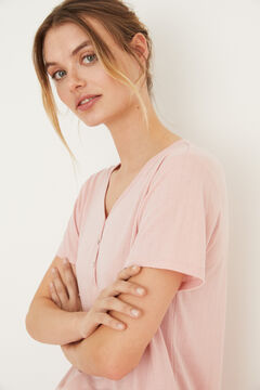 Womensecret Pink short-sleeved Henley T-shirt pink