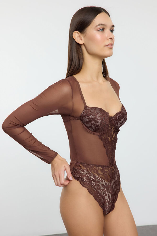Trendyol Body covered with brown lace details  Braon